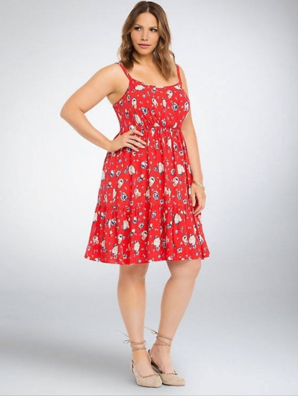 Bouquet-Wedding-Vacation-Beach Torrid Red Floral Sundress Dress Size 2x